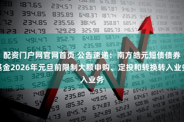 配资门户网官网首页 公告速递：南方皓元短债债券基金2026年元旦前限制大额申购、定投和转换转入业务